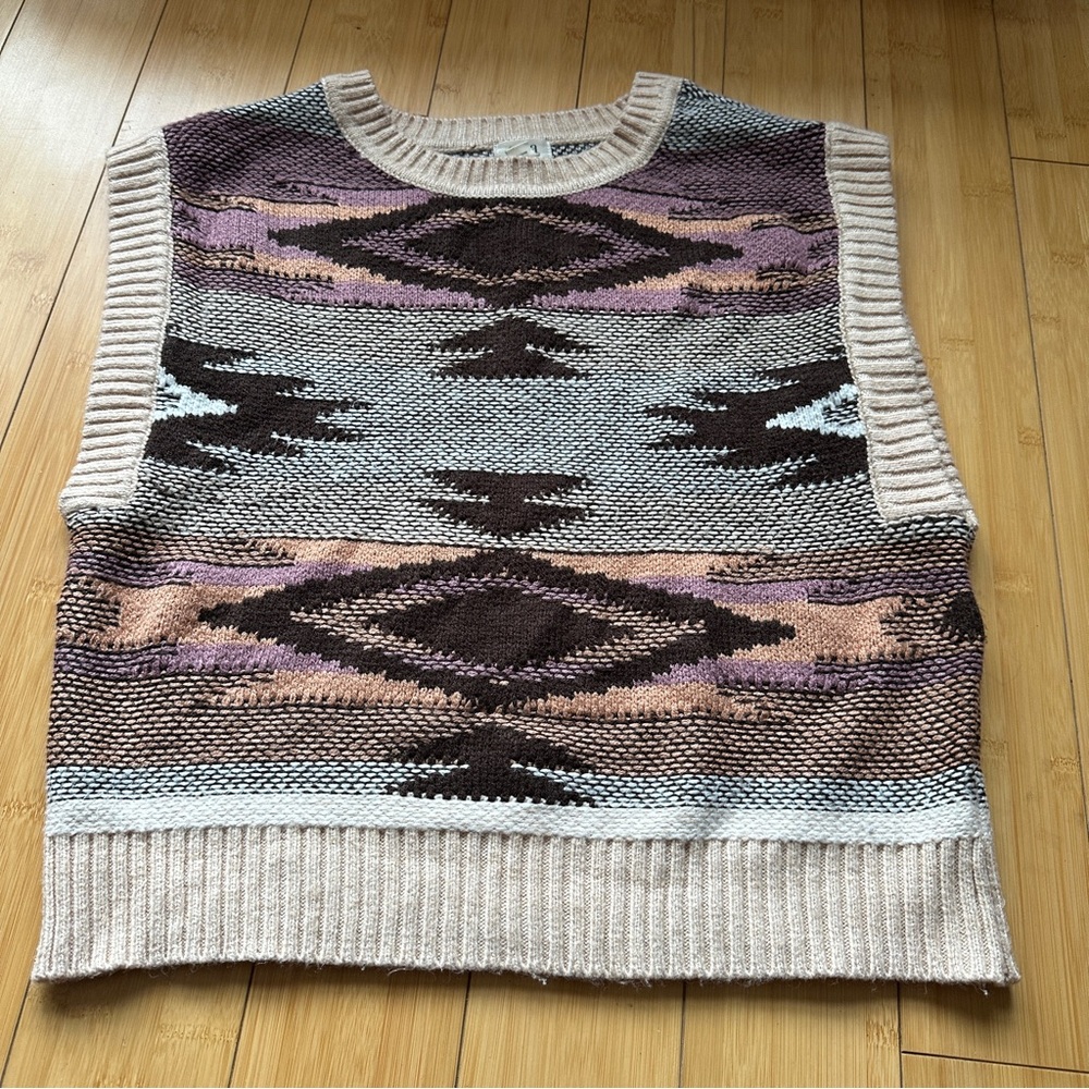 ANA Pink Knit Sweater Vest Women’s Medium Boho Southwest